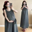 Váy bà bầu mùa hè Cotton nguyên chất sọc Plus Size Váy Vest