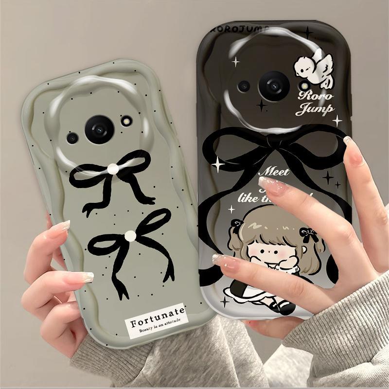 Thích Hợp Cho Redmi A3 / POCO C61 4G 3D Bé Gái TPU Mềm Hoạt Hình Dễ Thương Nơ Công Chúa Vỏ Điện Thoại Chống Sốc