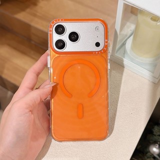 Sạc Không Dây Trong Suốt Nước Cam Ripple Silicon Ốp Lưng Điện Thoại iPhone 17Promax 17pro 14 15 16 Pro Max 13 Chống Sốc Nam Nữ Vỏ Di Động