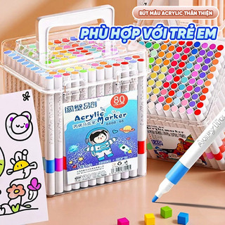 Bút Vẽ Markers Màu Acrylic Đa Dạng 12/24/36 Màu - Bút Đánh Dấu Sáng Tạo Cho Học Sinh Vẽ Tranh