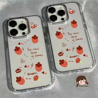 Ốp Điện Thoại Cà Phê Dâu Dễ Thương Cho Google Pixel 10 Pro XL 10A 9 Pro XL 9A 8 Pro 8A 7 Pro 7A 6A 5 XL 5A 4 4A 3A XL 4G 5G Vỏ Mạ Khung Ống Kính Vỏ Mềm