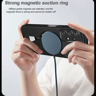 Dành Cho Smasung Galaxy A52 / A52s / A12 / M12 Ốp điện thoại Carbon Tecture Lưng Cứng Cạnh Mềm Có Thể Gập Lại Đứng Chống Sốc Chống Rơi Mỏng Bao