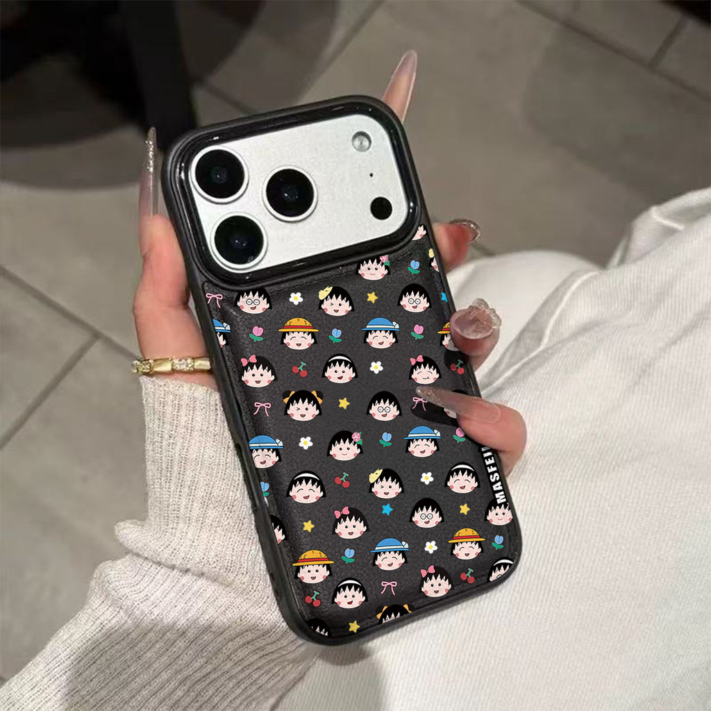 Ốp lưng Chibi Maruko Chan Họa Tiếng Chống Trầy Xước Da Gai Bảo Vệ Toàn Diện Cấp iPhone 17/16/15/14/13/12/11/X/XS Max Pro
