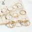 Bộ nhẫn bohemian vintage dành cho nữ với hoa sóng, hình học ngọc trai bướm và dây xích kim loại