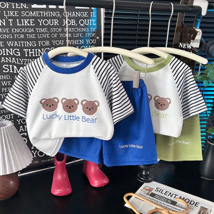 Bộ đồ thể thao thông thường cho trẻ em Bé trai Bé gái Quần Short ngắn tay Bộ đồ hai mảnh 80-130 Size HEU0