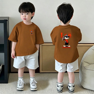 (Từ 1-12 tuổi) Áo thun ngắn tay trẻ em, Áo in hình thỏ hoạt hình cho bé trai, Áo cổ tròn