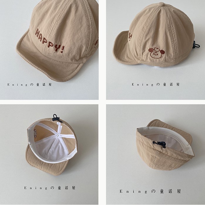 Mũ Lưỡi Trai Trẻ Em Mũ Bóng Chày Bé Happy Họa Tiết Chó Cute Cotton Mềm Nhẹ Unisex Sơ Sinh 0-3 Tuổi - NUGGAP