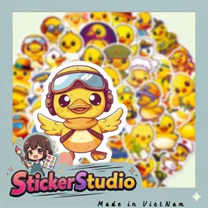 Set 60 Sticker Chú vịt vàng cute Chống Nước Dán Laptop Vali Mũ Bảo Hiểm Sổ Tay