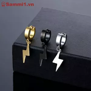 ZK Kẹp tai unisex thép không gỉ punk gothic, hình tam giác và ngôi sao đen