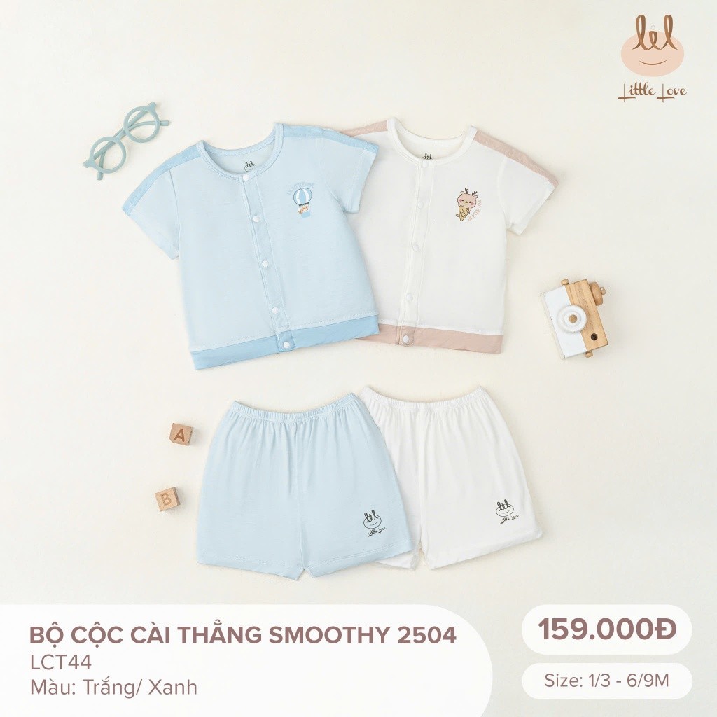 Bộ quần áo cộc tay cài thẳng smoothy dànhcho bé LiL - Little Love (LCT44)
