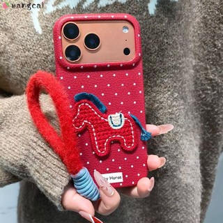 Dành Cho OnePlus 15 Ace 6 6T 5 3 2 Pro 2V OnePlus15 OnePlusAce6 Vỏ Điện Thoại 3D Stereo Có Dây Đeo Sang Trọng Lông Tơ Thêu Ngựa Mùa Đông Hoạt Hình Dễ Thương Vỏ Mềm