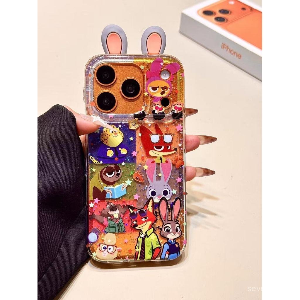 Ốp Điện Thoại Thích Hợp Cho iPhone 7 8 X XS XR XSMAX 11 12 13 14 15 16 17 Pro max Plus Air Sequins Judy Nick Với Giá Đỡ Xoay Vỏ Bảo Vệ Chống Sốc Bao Gồm Tất Cả 6TFC