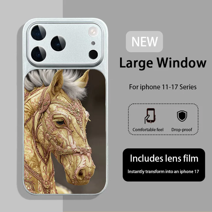Ốp lưng iphone 17 16 15 14plus 13 12 11 pro max, mẫu cũ ngay lập tức biến thành iPhone 17, được trang bị màng ống kính, ngựa vàng, quà tặng, chống rơi, chống sốc,