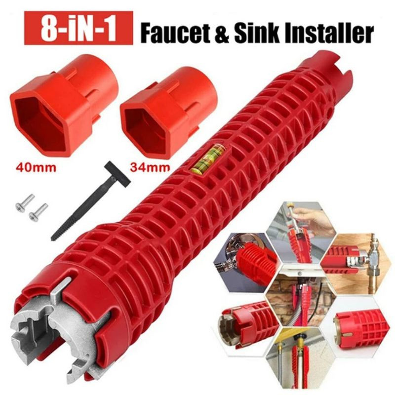 Dụng cụ tháo lắp vòi nước - Hiệu quả, Cờ lê đa năng, 8 trong 1, sửa vòi nước bồn rửa, dụng cụ tháo lắp vòi nước