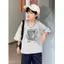 baju kanak-kanak cotton, Trẻ Em 1-13 tuổi, unisex, in hình, rộng vừa vặn, Áo Thun cổ tròn