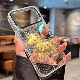 Ốp Điện Thoại Năm Mới Pony Lá Vàng Cho OPPO Reno 15 14 13 12 11 9 Pro 8 5 5K Find X9 X8 Pro X7 X3 Lite Phim Hoạt Hình Dễ Thương Vỏ Ngựa Làm Giàu Khung Kim Loại May Mắn Trong Suốt Mềm Mại