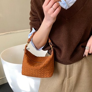 GC2 Mới Retro Lychee Họa Tiết Gối Túi Xách Nữ Matte Dệt Handmade Túi Đeo Ngang CG2