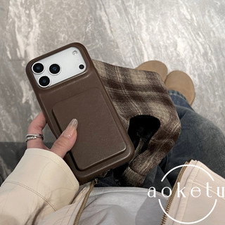 Ốp điện thoại giá đỡ gương lật da cừu sang trọng phù hợp cho iPhone 11 12 13 14 15 16 17 Pro max màu nâu bao gồm tất cả các trường hợp cứng chống rơi
