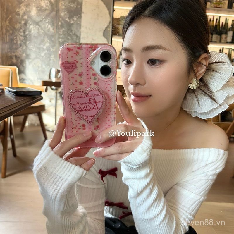 Ốp Điện Thoại Thích Hợp Cho iPhone 7 8 X XS XR XSMAX 11 12 13 14 15 16 17 Pro max Plus Air Pink Rose Stand Vỏ Bảo Vệ Chống Sốc Bao Gồm Tất Cả Q6E2
