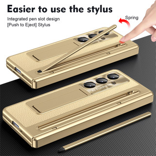 Chống Vân Tay Da Phía Sau Chống Sốc Vỏ Kính Cường Lực Phim Bật Lên Khe Cắm Bút Và Vỏ Kiểu Dáng Cho Samsung Z Tri-Fold Fold 7 6 5 4