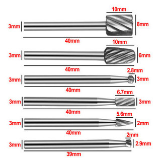 6 Chiếc Thép Vonfram Định Tuyến Bit Burr Dụng Cụ Xoay Dụng Cụ Khắc Xoay Dụng Cụ Phay Cắt Dụng Cụ Khắc Chế Biến Gỗ