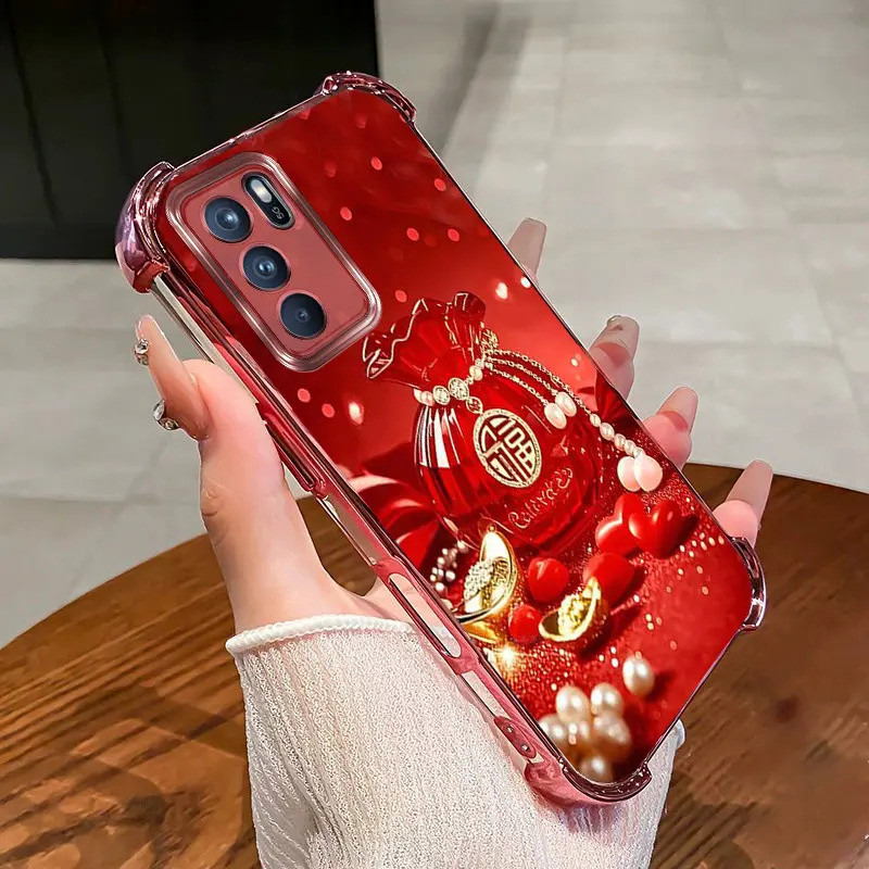 Ốp điện thoại phù hợp cho OPPO Reno6 Z 5G – Chúc mừng năm mới 2026, ốp mềm trong suốt làm bằng nhựa TPU silicon chống sốc.