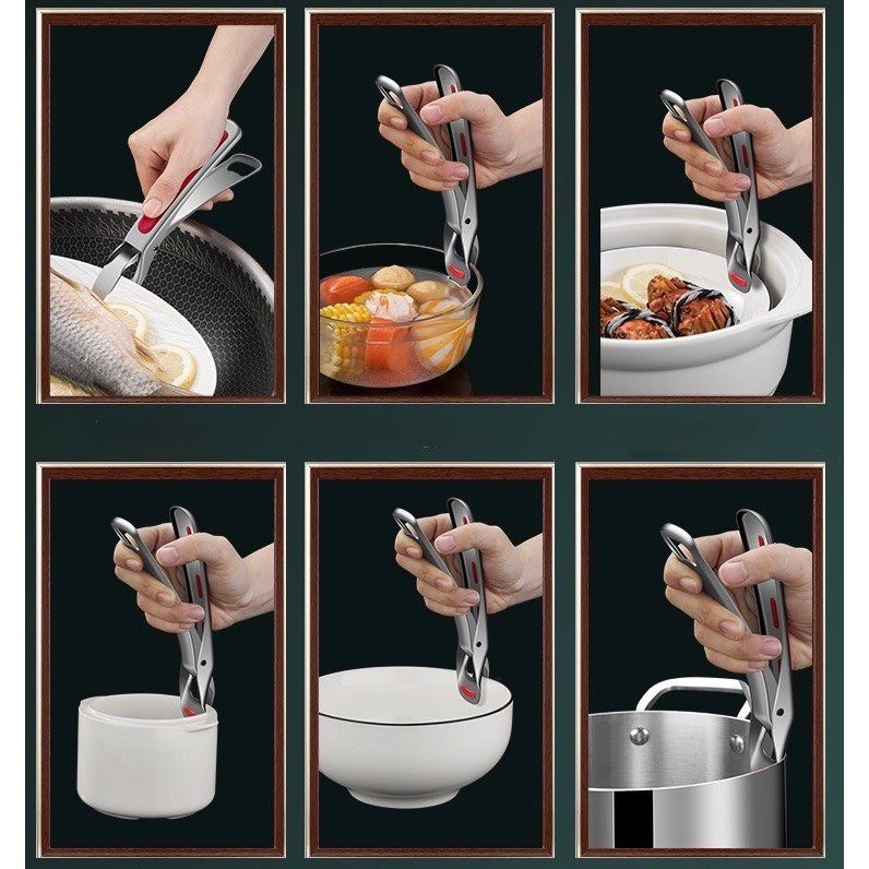 Dụng cụ gắp thức ăn nóng bằng inox 304 Dụng cụ kẹp gắp đồ nóng،Lấy đồ nóng (hấp, nướng, lò vi sóng)