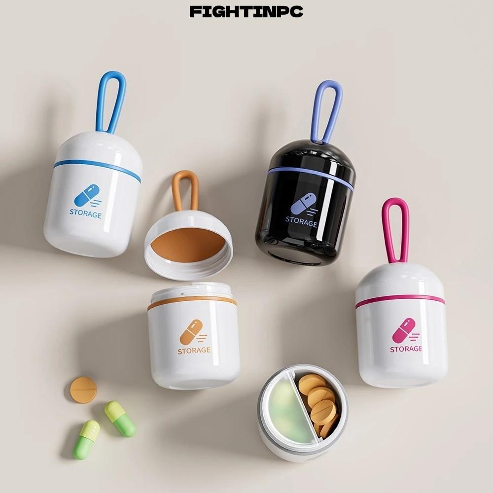 Hộp đựng thuốc di động FIGHTINPC, Hộp đựng thuốc chống ẩm thiết kế tay cầm, Hộp đựng hai ngăn bằng nhựa Mini bền bỉ đựng thuốc