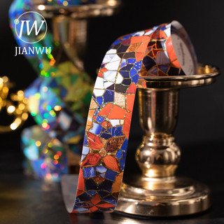 JIANWU Màu Gạch Mảnh Series Họa Tiết Vintage Phong Cảnh Chất Liệu Bronzing Cắt Băng PET Tạp Chí Sáng Tạo Văn Phòng Phẩm