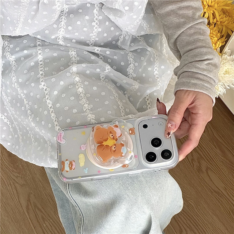 IPhone 17 Pro Max Ôm họa tiết gấu nhỏ Chất liệu TPU IMD craft Vỏ điện thoại in hai lớp
