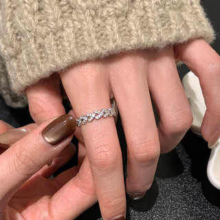 Nhẫn kim cương zircon đa tâm cho nữ, điều chỉnh vòng dây xích kim loại, style đơn giản retro, đa dụng