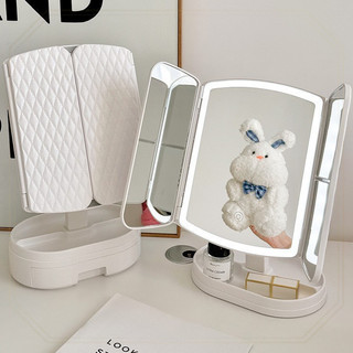 【COD】Gương Để Bàn Trang Điểm Gấp Gọn Tiện Ích Cao Cấp Có Đèn Led 3 Chế Độ Ánh Sáng Có Kèm Dây Sạc