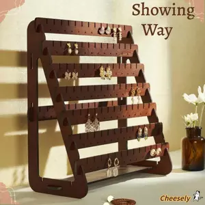 Giá để đồ khuyên tai CHEESELY, Giá trưng bày bông tai DIY, Giá đỡ trang sức 7 lớp bằng gỗ