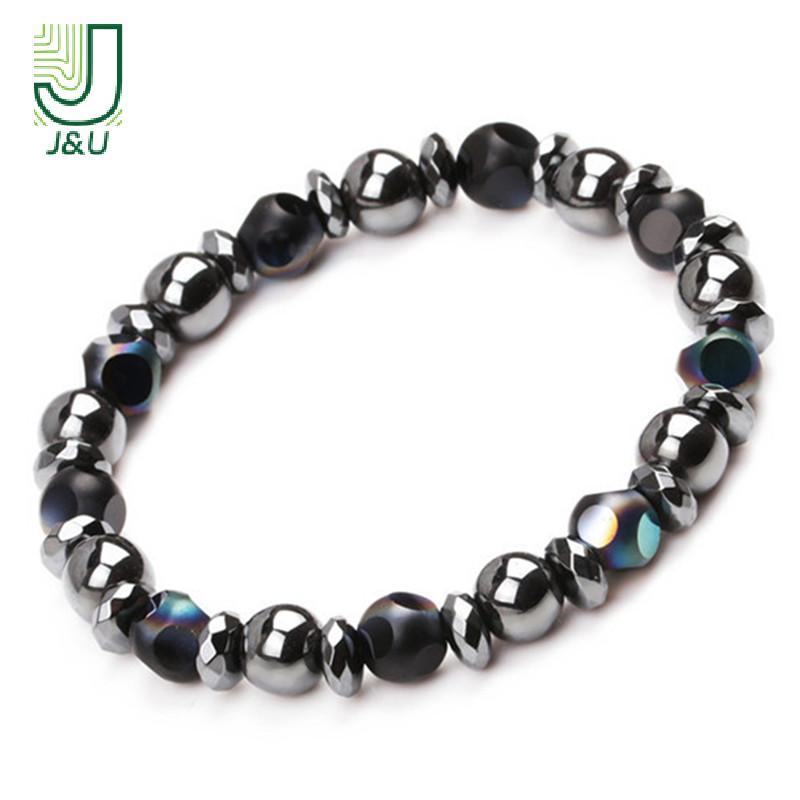 [J & U-T] Vòng tay hạt đá Hematite luân xa, co giãn thoải mái, hỗ trợ giảm căng thẳng