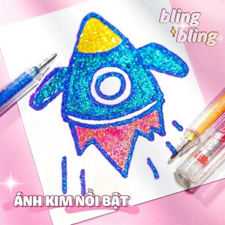 Set 12 Bút Highlight Nhũ Kim Tuyến – Màu Lấp Lánh, Viết Nổi Bật, Trang Trí Vở, Bullet Journal Siêu Đẹp