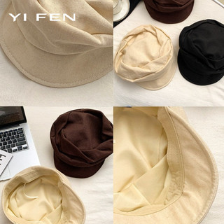 YIFEN Cao Cấp Cảm Thấy Beret Pháp Retro Linen Xếp Ly Phong Cách Mới Nữ Xuân Hè Tính Khí Thể Hiện Mặt Nhỏ Hình Bát Giác Mũ