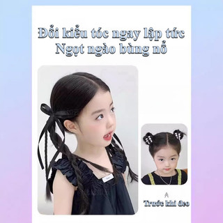 Tóc Giả Tết Dễ Thương Cho Bé Gái Vòng Tóc Ruy Băng Nơ Tóc Giả Thời Trang Một Bên Cho Trẻ Em