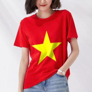 Áo Thun Cờ Đỏ Sao Vàng, Size Trẻ Em Và Người Lớn, Vải Poly Thái Mặc Mát Dầy Dặn, Size Từ 7 - 95kg, 05