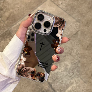 Ốp điện thoại hoa dâm bụt đỏ hoa màu đỏ cho iPhone 17 / 16 / 15 / 14 / 13 / 12 / 11 / PRO MAX / PLUS / X / XR gương chống rơi và chống sốc Vỏ bảo vệ lỗ lớn