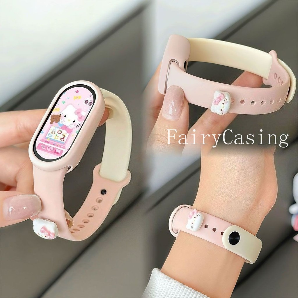 Dây đeo silicon mềm cho Xiaomi Mi Band 10 9 8 Nfc Vòng đeo tay cao su thể thao Vòng đeo tay Correa Phụ kiện dễ thương Khóa