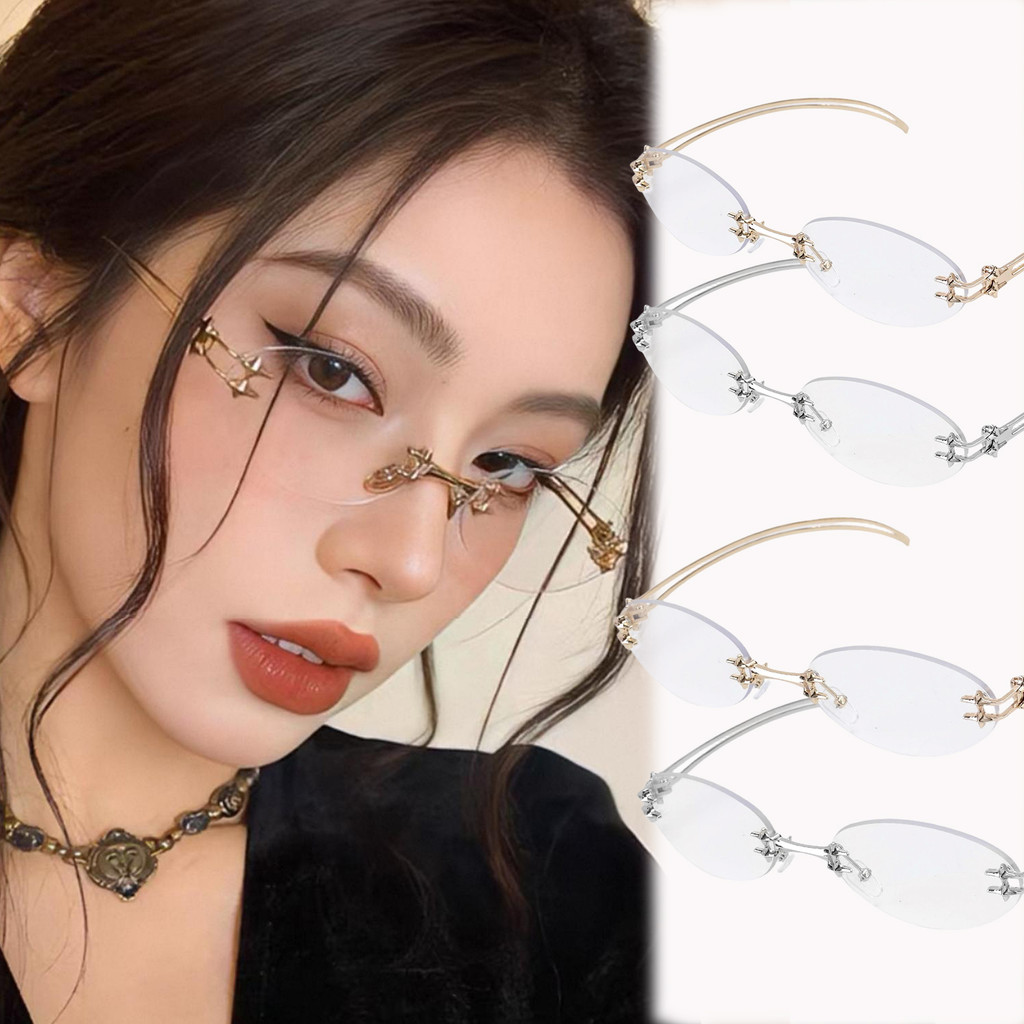 Kính râm kim loại hình bầu dục không vành - Sang trọng, tối giản, bảo vệ khỏi tia UV với khung nhẹ