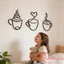 Bộ 3 trang trí tường bằng kim loại cà phê Nghệ thuật treo tường màu đen sáng tạo sành điệu cho quán cà phê phòng khách và hơn thế nữa