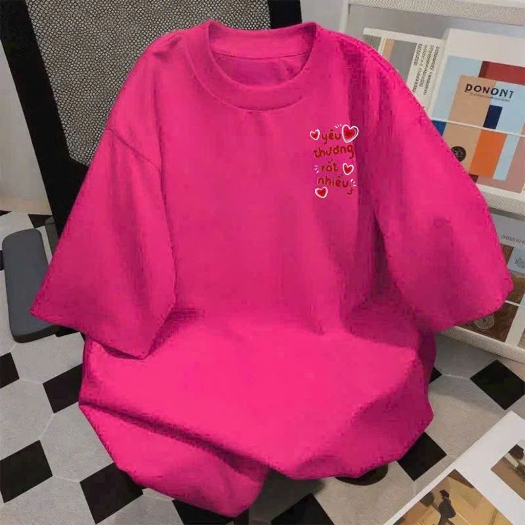 Áo phông basic tay lỡ thời trang, unisex chữ YÊU THƯƠNG  in ng ự c-thoitrangaophong