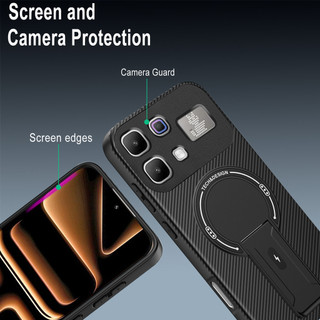 Dành Cho infinix Note 60 Pro 5G Ốp điện thoại Carbon Tecture Lưng Cứng Cạnh Mềm Có Thể Gập Lại Đế Chống Sốc Chống Rơi Mỏng Bao