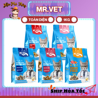 Hạt Cho Mèo MRVET 1kg Holistic Với 30% Protein Kèm Topping