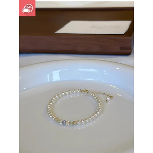 Thời trang khí chất hạt ngọc trai nhiều màu hạt tròn thích hợp đơn giản tinh tế vòng tay nữ đa năng