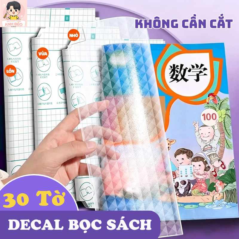 Set 10/20 Tờ Decal Bọc Sách Vở Trong Suốt Tự Dính Cao Cấp, B - ảnh 3