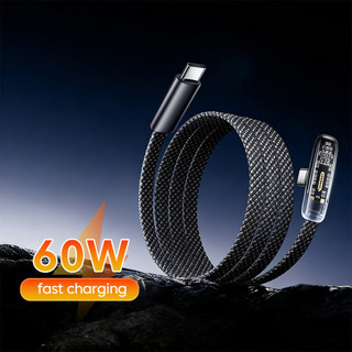 Cáp Elough 60W Type C sang Type C PD Dây dữ liệu khuỷu tay 90 độ cho cáp chơi game sạc nhanh Samsung Huawei