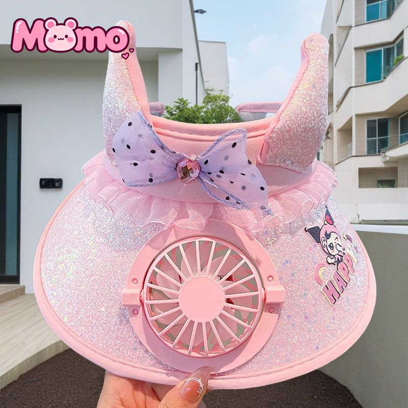 2026 Mới Kuromi Hoạt Hình Chống Nắng Mũ Quạt Dễ Thương Đầu Trẻ Em Mũ Quạt