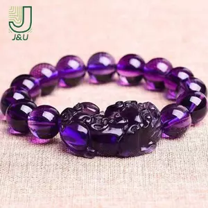 Vòng tay thạch anh tím Pixiu với hạt pha lê - quà tặng sinh nhật độc đáo cho nam và phù hợp để dự tiệc